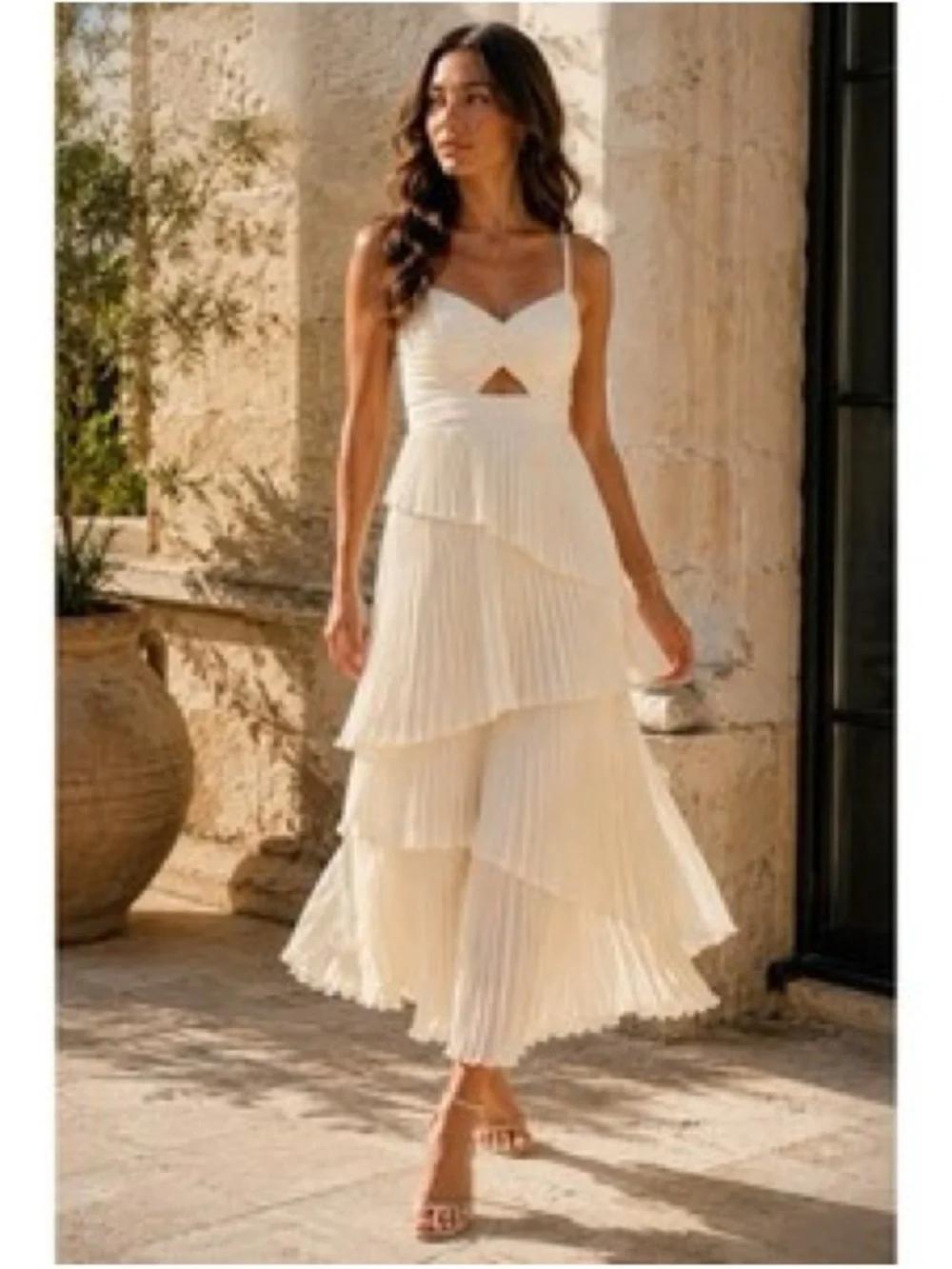 NWOT Abercrombie & Fitch Giselle Pleated Tiered Maxi Dress